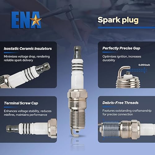 Miniatura 5 de ENA Paquete de 8 bobinas de encendido amarillas y bujías compatibles con Mercury Ford Mustang Crown Victoria F150 E150 E250 Expedition Explorer