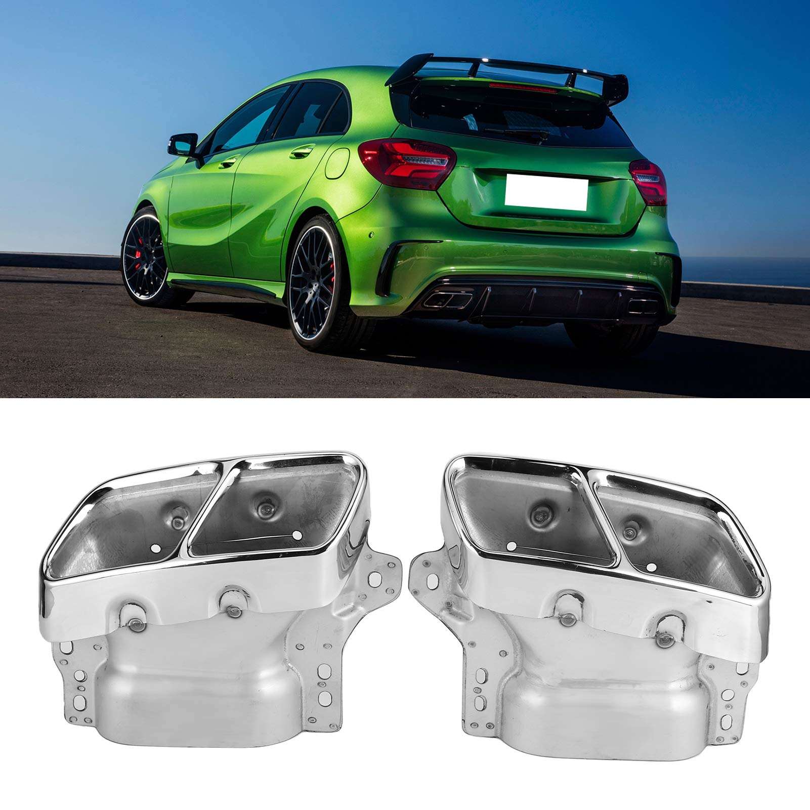 Accesorios de tubo de escape de acero inoxidable para automóviles tipo 2 accesorios de tubo de escape de cuatro piezas de acero inoxidable, adecuados para AMG w176 cla45 c117 2013-2018 (mecha)