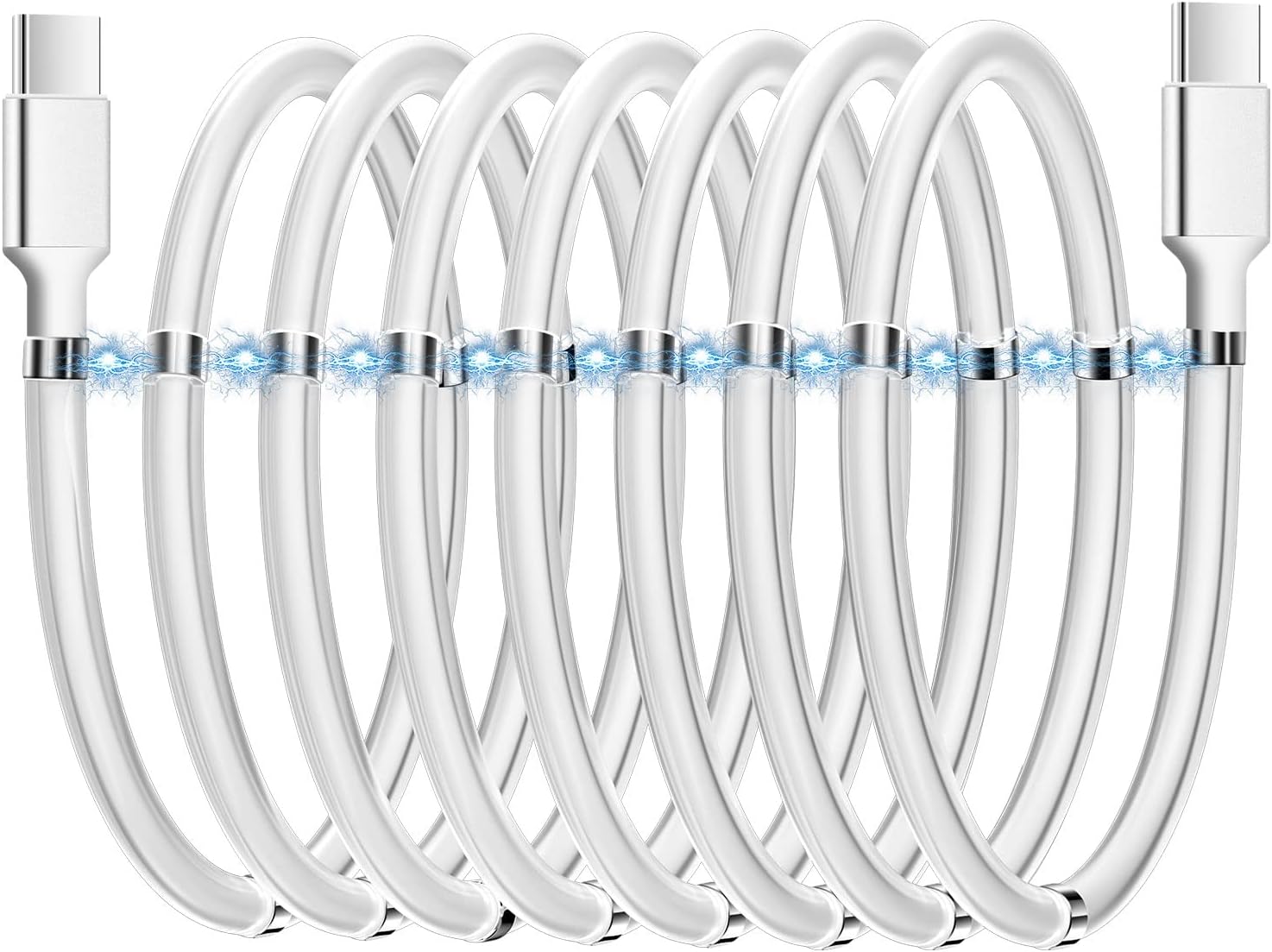 AICase Magnetic Charging Cable, Type C to Type C (6.5 FT) Super Organized Charging Magnetic Absorption Nano Data Cable for Samsung S23/S22/S21/S20 Ultra, MacBook Pro/Air, iPad Pro 12.9 11 Air Mini