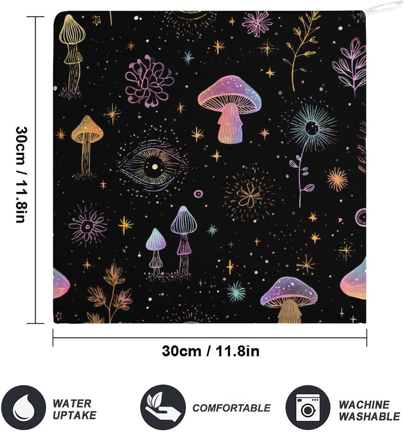 Trippy Botanical Mushroom Microfiber Hand Towels for Bathroom Soft Absorbent Bath Kitchen Towel with Hanging Loop 4PCS