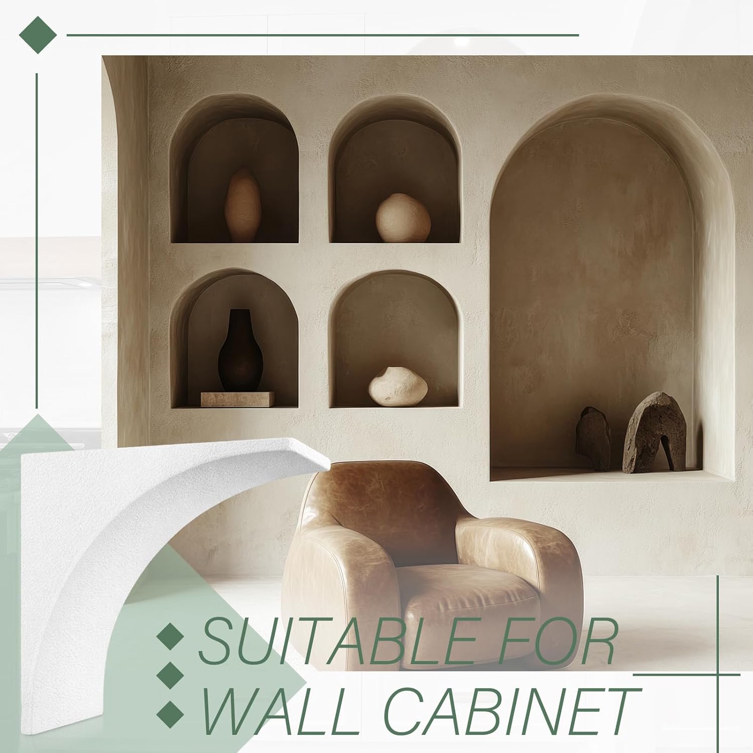 Nuanchu 2 Pcs Rounded Doorway Arch Kit 3D DIY Interior Doorway Precurved Drywall 9"x 9"x 5" Full Half Circle Top Round Arch Kit Easy to Add Rounded Corners to Any Opening for Interior Decoration