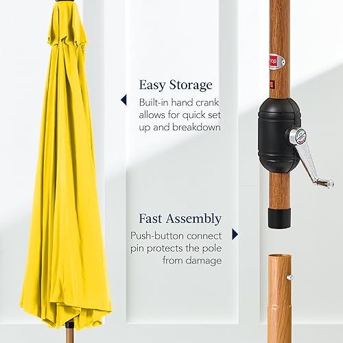 Vista 305 de Best Choice Products - Sombrilla solar de 7.5 pies para exteriores, patio, mesa, mercado, terraza, piscina con inclinación, manivela, luces LED