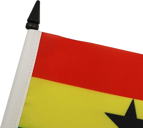 Miniatura 122 de Bandera de mesa Sierra Leona de 5 x 8 pulgadas, bandera de escritorio de Sierra Leona, 8.3 x 5.5 in, barra y base de plástico negro AZ FLAG