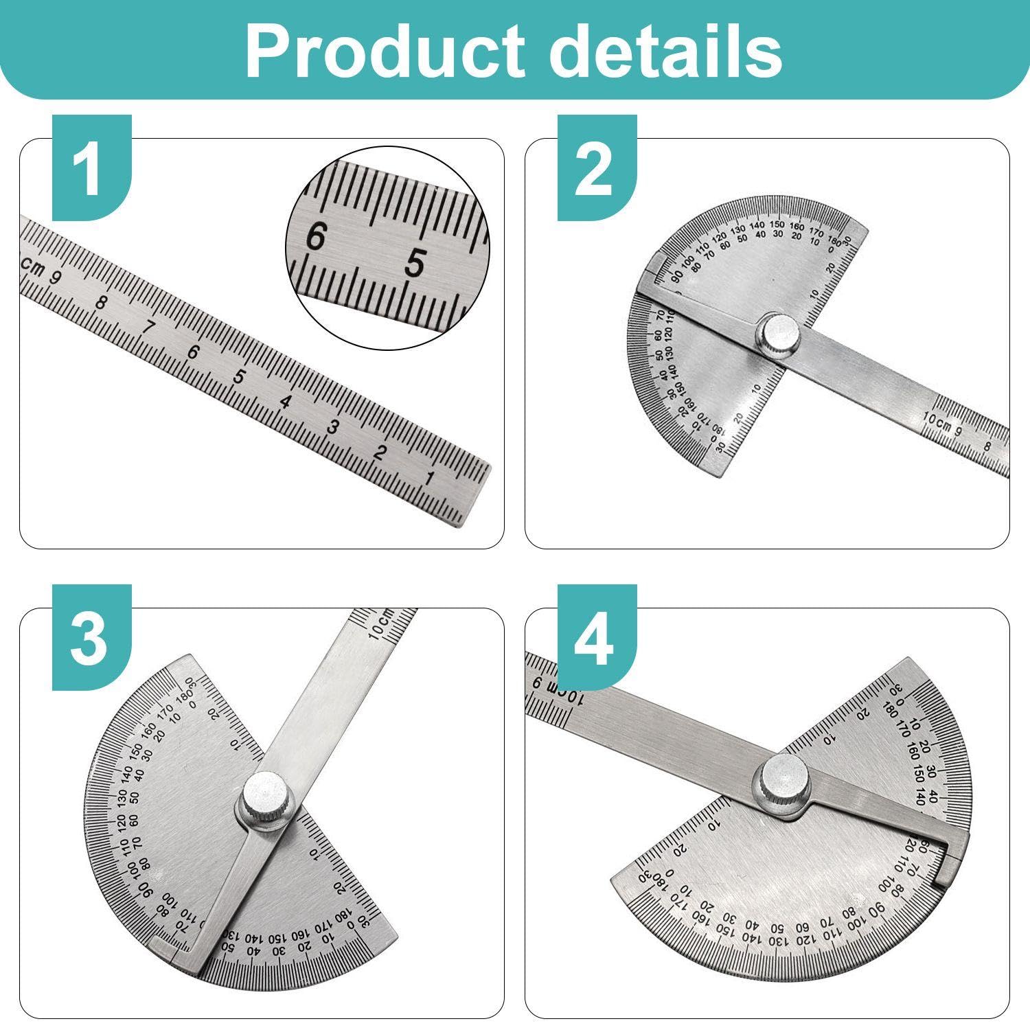 2x Edelstahl-Winkelmesser – Multifunktional, 0-180°, 10 & 14 Cm, Für Malerei, Zeichnen & Basteln