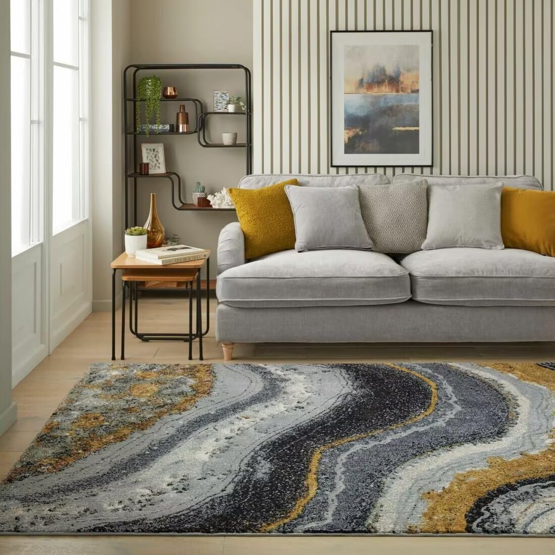 Tapis lavable en machine 90x200 anti-poussière idéal pour salon et étude