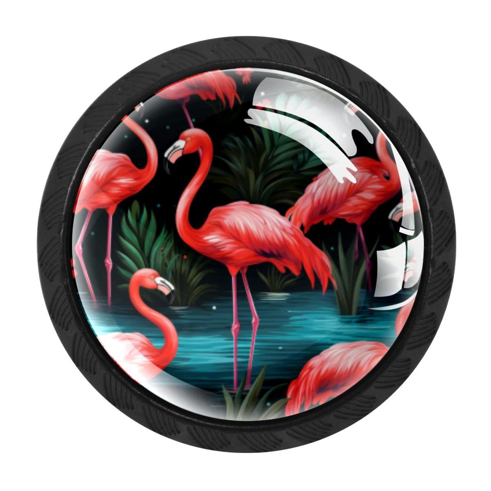 Chenzzzz Multicolored 04 Flamingo Rainforest Drawer Knobs Pull Handle Crystal Glass Circle Shape Cabinet Drawer Pulls Cupboard Knobs With Screws For Kitchen Cupboard Dresser Wardrobe Etc