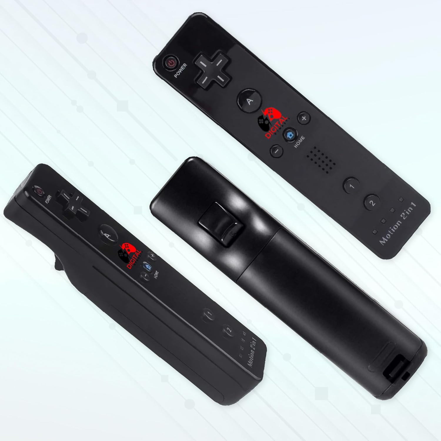 Digital Dynasty 2 Pack Motion Plus Wii Controller with Nunchuks - Wii Remote with Nunchuks Compatible with Nintendo Wii & Wii U (Black) - Image 3