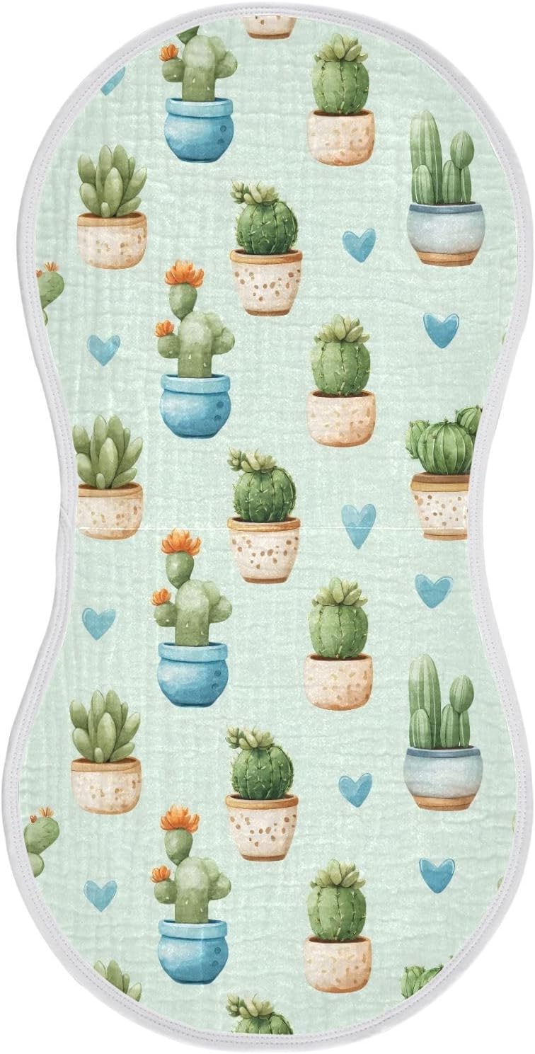 vvfelixl Potted Cactus Hearts Burp Cloths for Baby Boy Girls Baby Washcloths Burp Rags 1 Pack