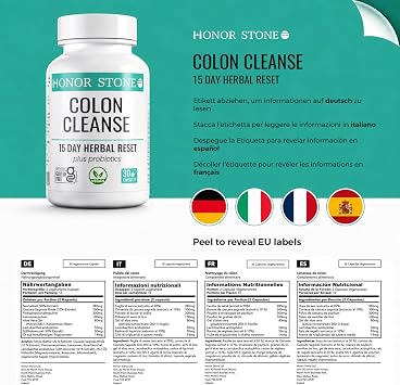 Colon Cleanse 15 Day Detox Herbal Reset with Probiotics | Vegan | Supports Weight Loss, Digestive Gut Health & Regularity | Relieves Constipation & Bloating | Psyllium Husk, Flaxseed, Aloe Vera, MCT