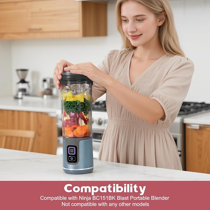 Accesorios vaso licuadora portátil 18oz compatible Ninja Blast miniatura 2