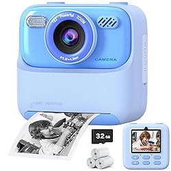 Kids Instant Digital Cameras for Boys and Girls, 1080P HD Dual-Lens Selfie Digital Camera with Print Paper & 32G Card, Christmas Birthday Gifts Toys for Toddler and Teenagers Age 3-16 Years Old