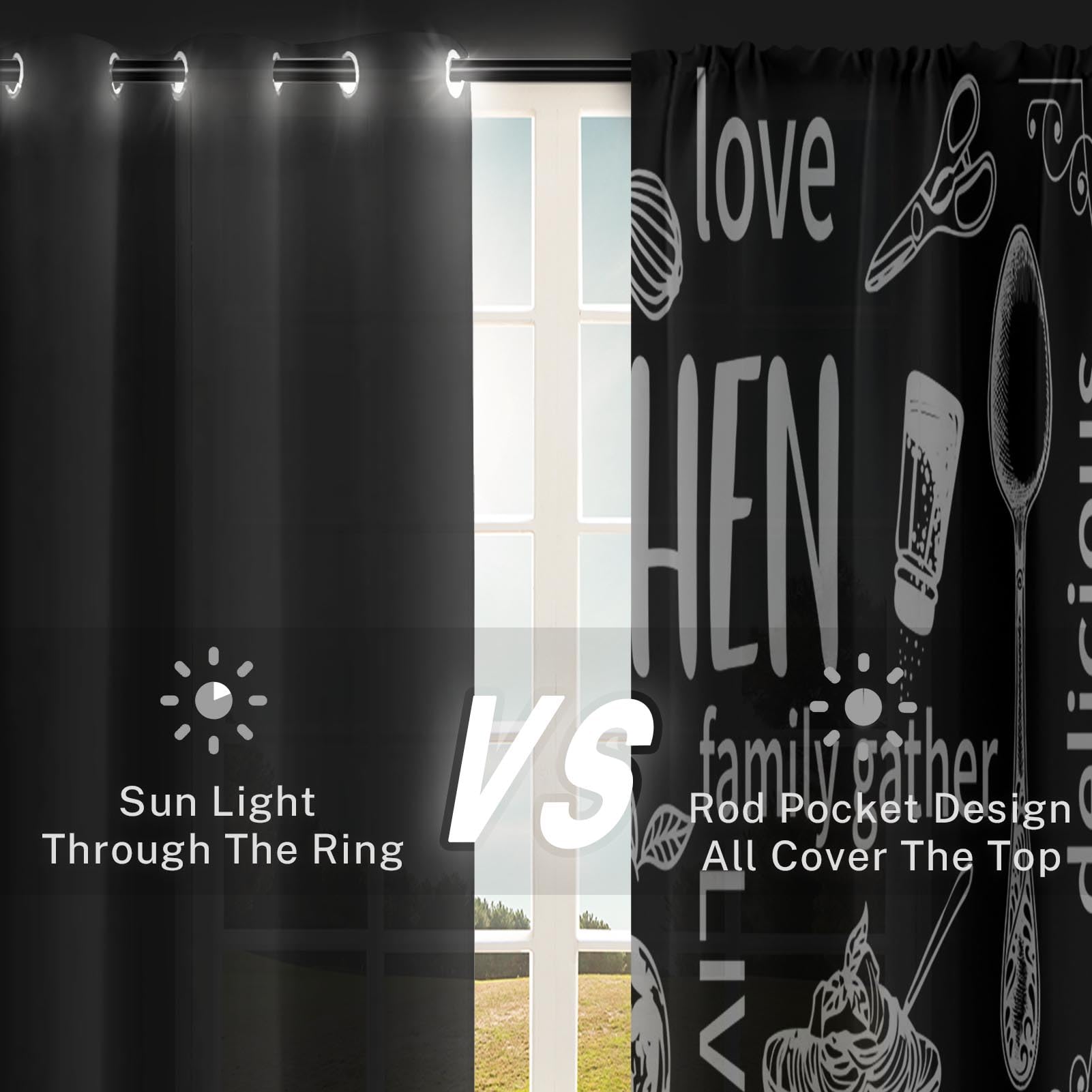 Amazon｜Arttown ブラック遮光カーテン 寝室用 ウィンドウカーテン 長