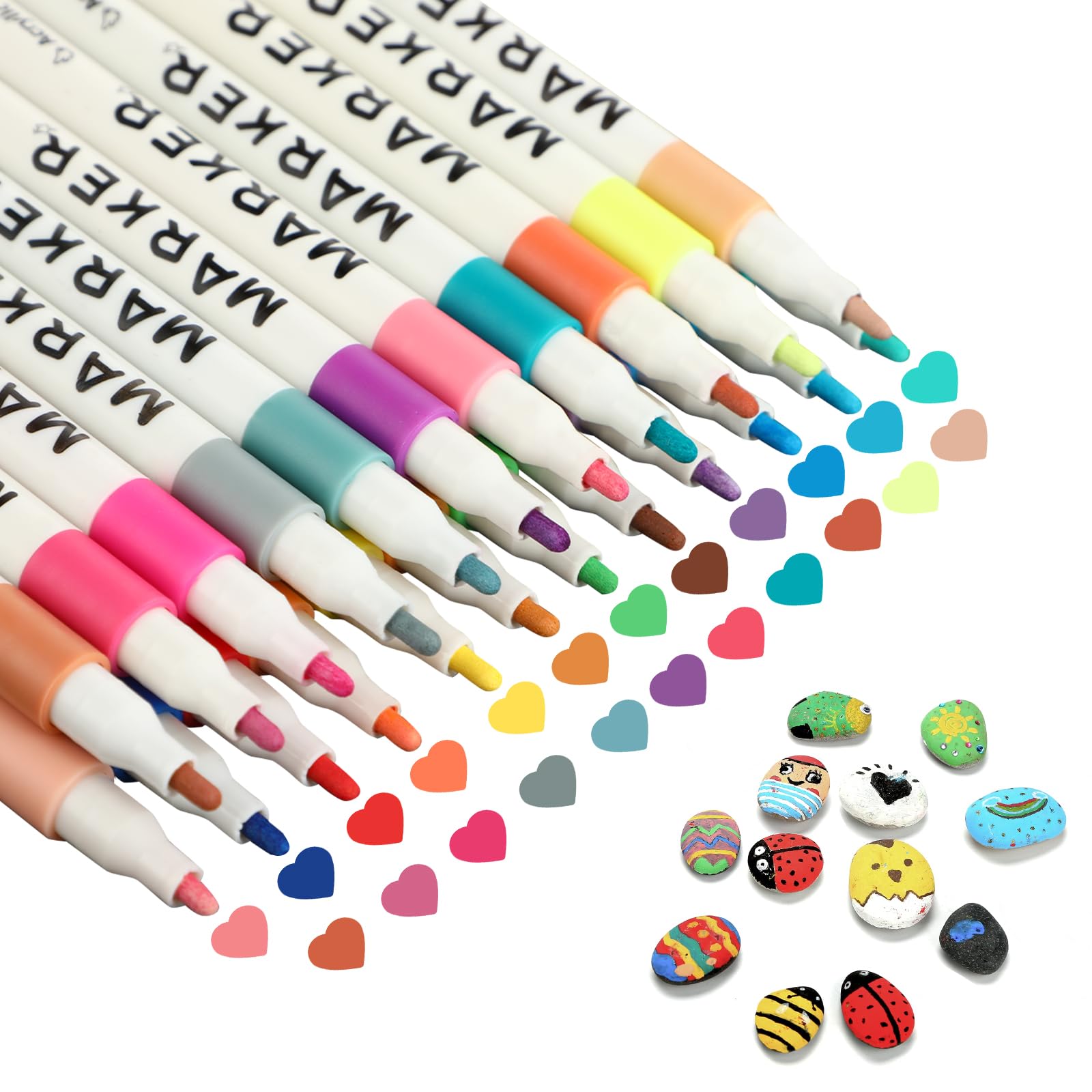 36 Acrylic Markers – AcrylicMarkers – Markers for Stone, Glass, Wood – Waterproof Ink – for Crafts, Gifts, Decoration (36 Colours)
