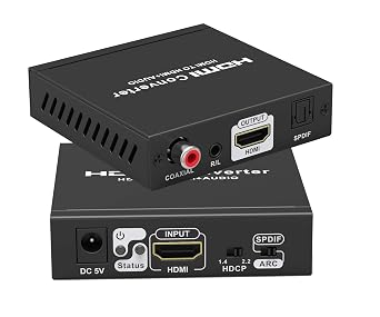 HDMI Audio Extractor 4K 60Hz HDR Converter with ARC HDCP 2.2 1.4, HDMI 2.0 Video + SPDIF Audio + Coaxial Audio + R/L Stereo Audio, 3D Video, Plug & Play