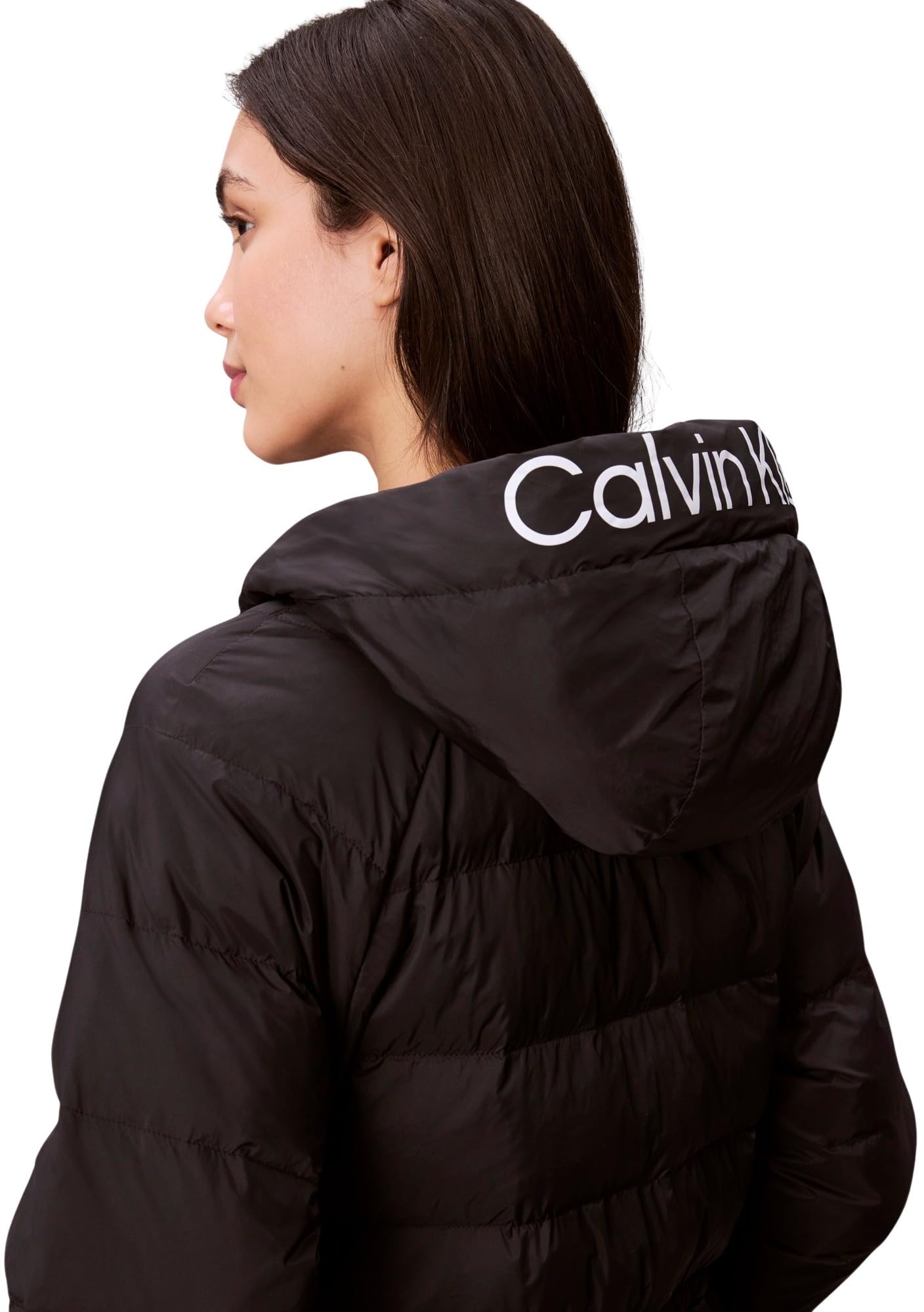 Calvin Klein Abrigo de plumas Mujer Lightweight Logo Mid Length con capucha