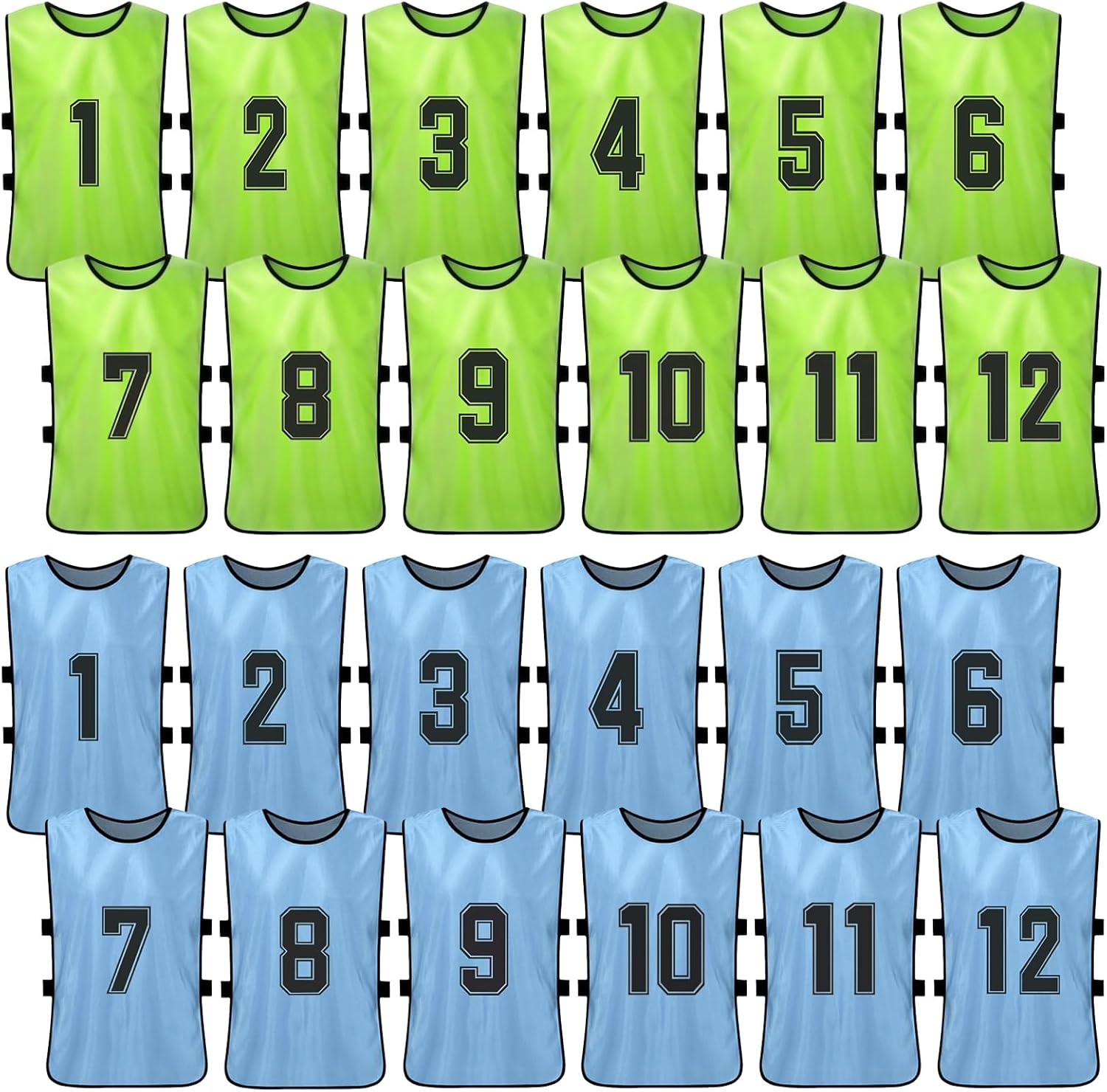 Lixada Scrimmage Team Practice Vests Football Pinnies Soccer Jerseys Sports Basketball Team Training Numbered Bibs Practice Sports Vest Youth Adult Jerseys 24PCS