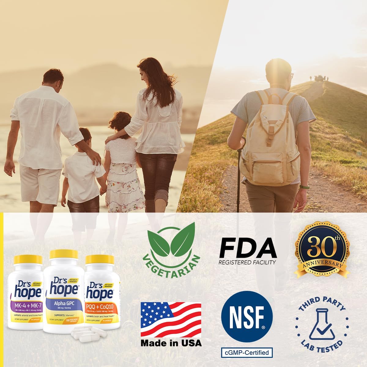 Brain Health, Bone Health & Energy Support Bundle | Alpha GPC + PQQ CoQ10 + MK4 MK7