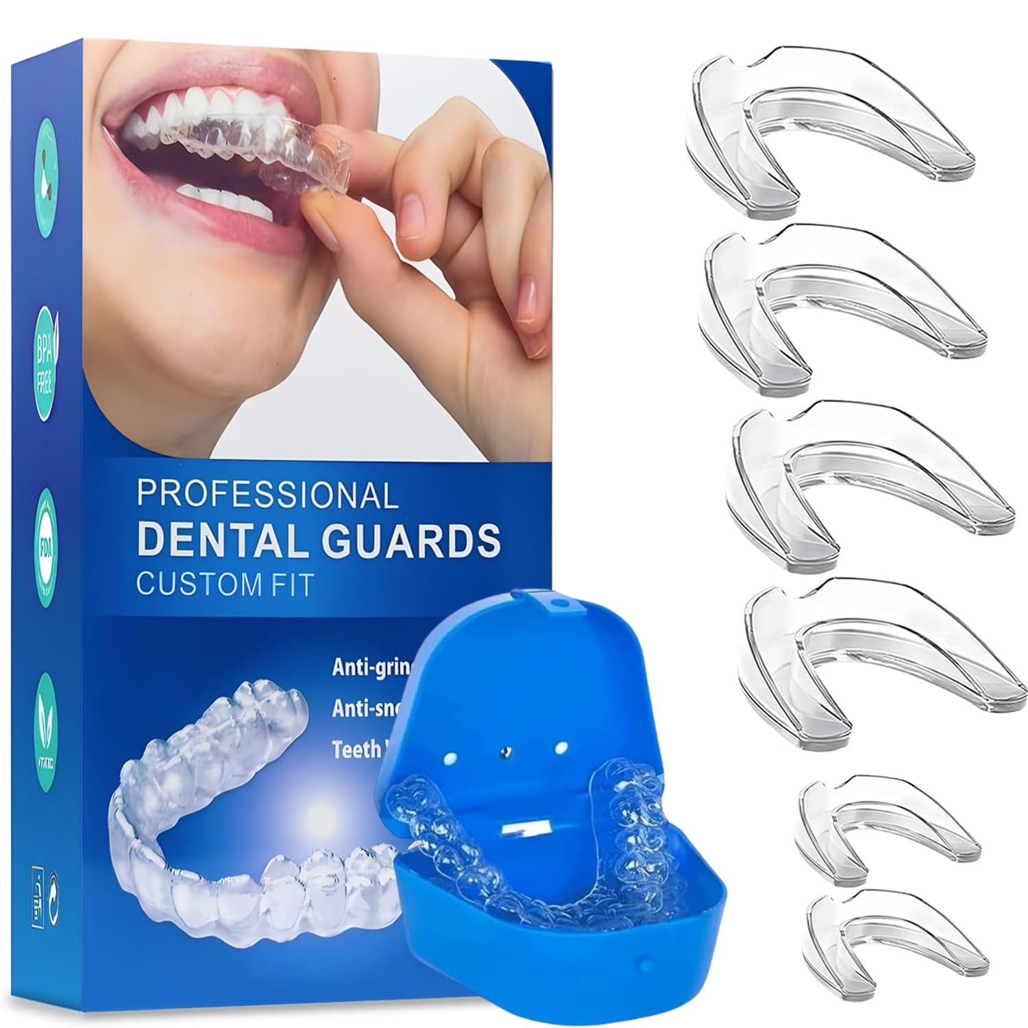STAYOUNG 3 Pairs Mouth Guard for Teeth Grinding - Comfortable Custom Mold Night Time Grinding Protection Teeth Cover, Night Guard for Teeth Grinding, 2 Pairs of Large Size, 1 Pair of Small Size