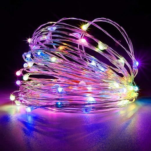 YestBuy Colorful Battery Operated String Lights,106 LED 17ft/5.3m Decorative Copper Wire Lights for Cupcake Stand, Decorat...