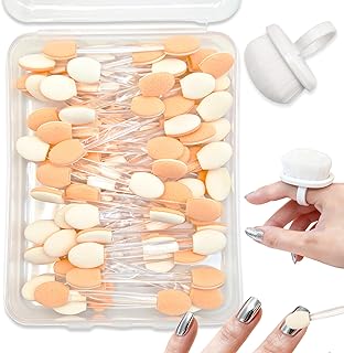 White 50PCS Chrome Nail Powder Applicators & Nail Dust Brush, Dual-Ended Chrome Powder Applicator for Nails, Soft Latex Sponge Eyeshadow Applicators for Mirror and Glitter Effects