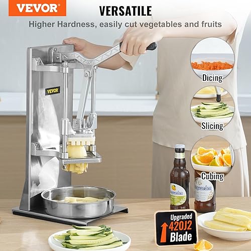 Miniatura 2 de VEVOR Cortador comercial para papas fritas con 4 cuchillas de repuesto, cuchilla de 14 y 38  Picador Easy Dicer, rebanador de 6 cuña y