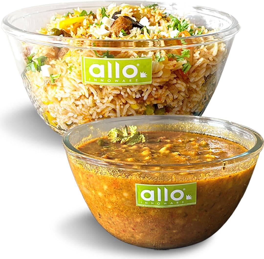 - Food Safe Borosilicate Glass Mixing & Serving Bowls for Kitchen, Oven & Microwave Safe Bowls, Dishwasher and Freezer Safe Bowls, Set of 2 1600ML, 2100ML, Transparent