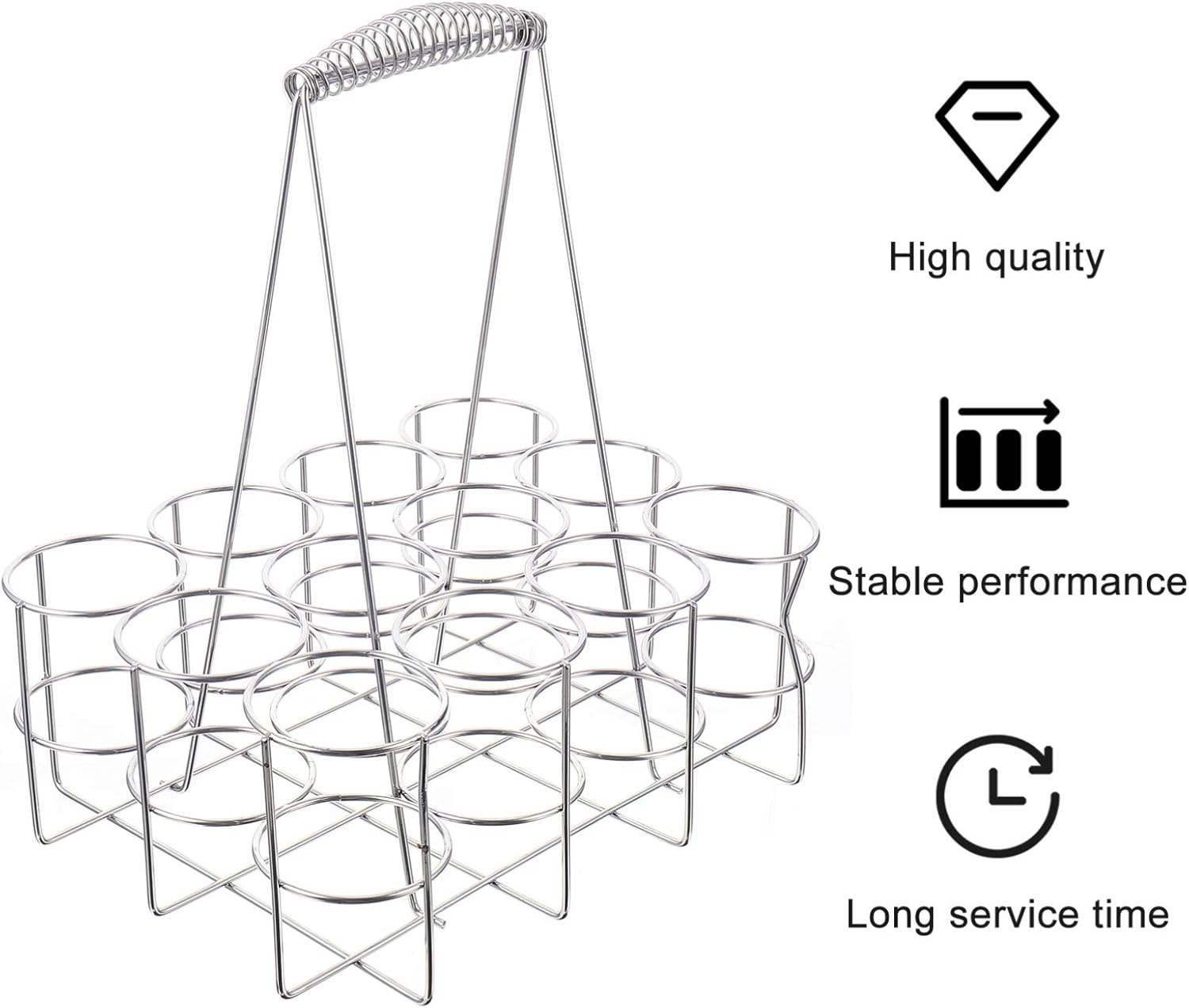 Tofficu Metal Beer Bottle Carrier 12 Pack - Sturdy Handle Portable Beer Caddy for Craft and Soda Bottles - Compact Six Pack Holder for Outdoor Parties and Bbqs