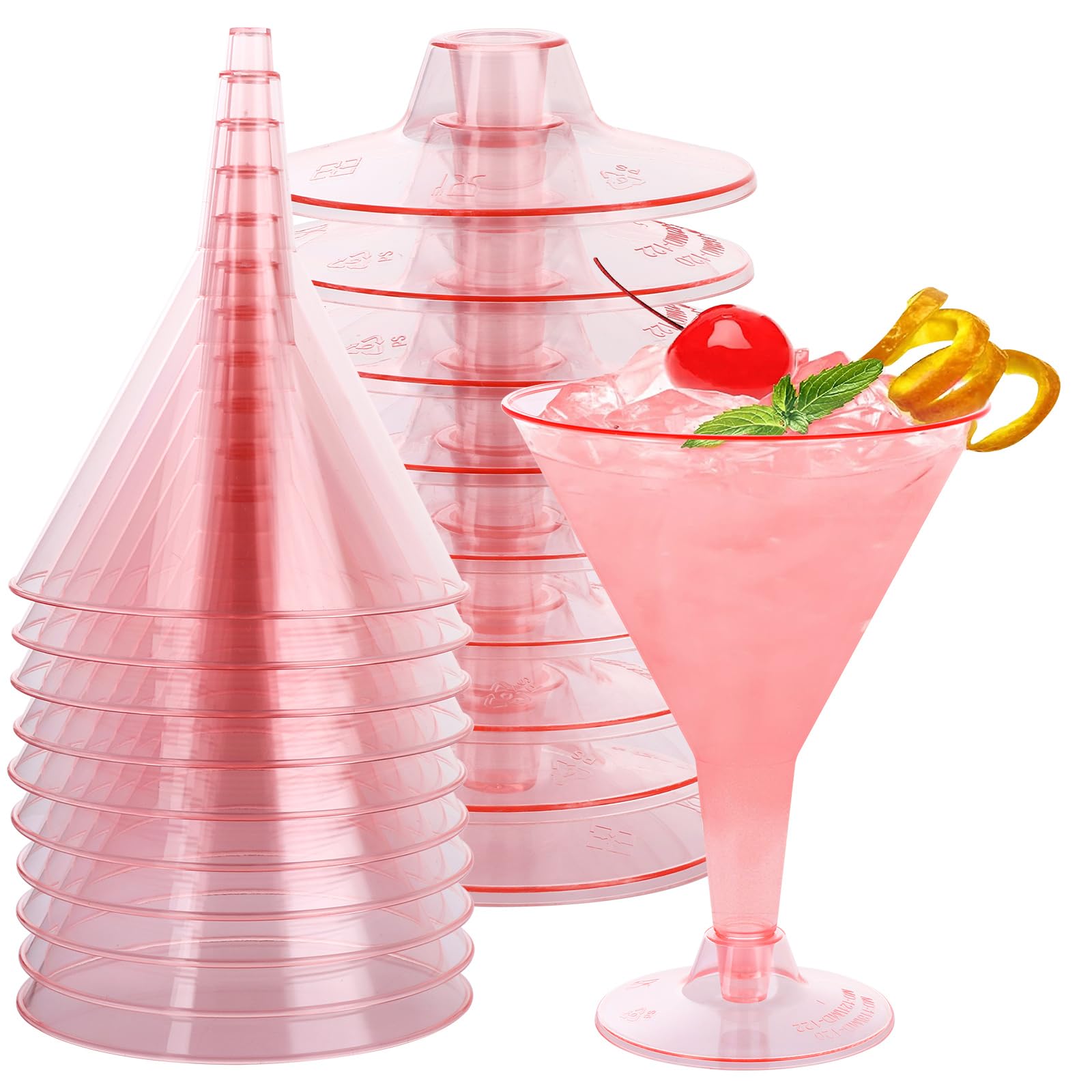 Verres à champagne réutilisables roses DAJAVE en plastique rigide incassable de 180ml