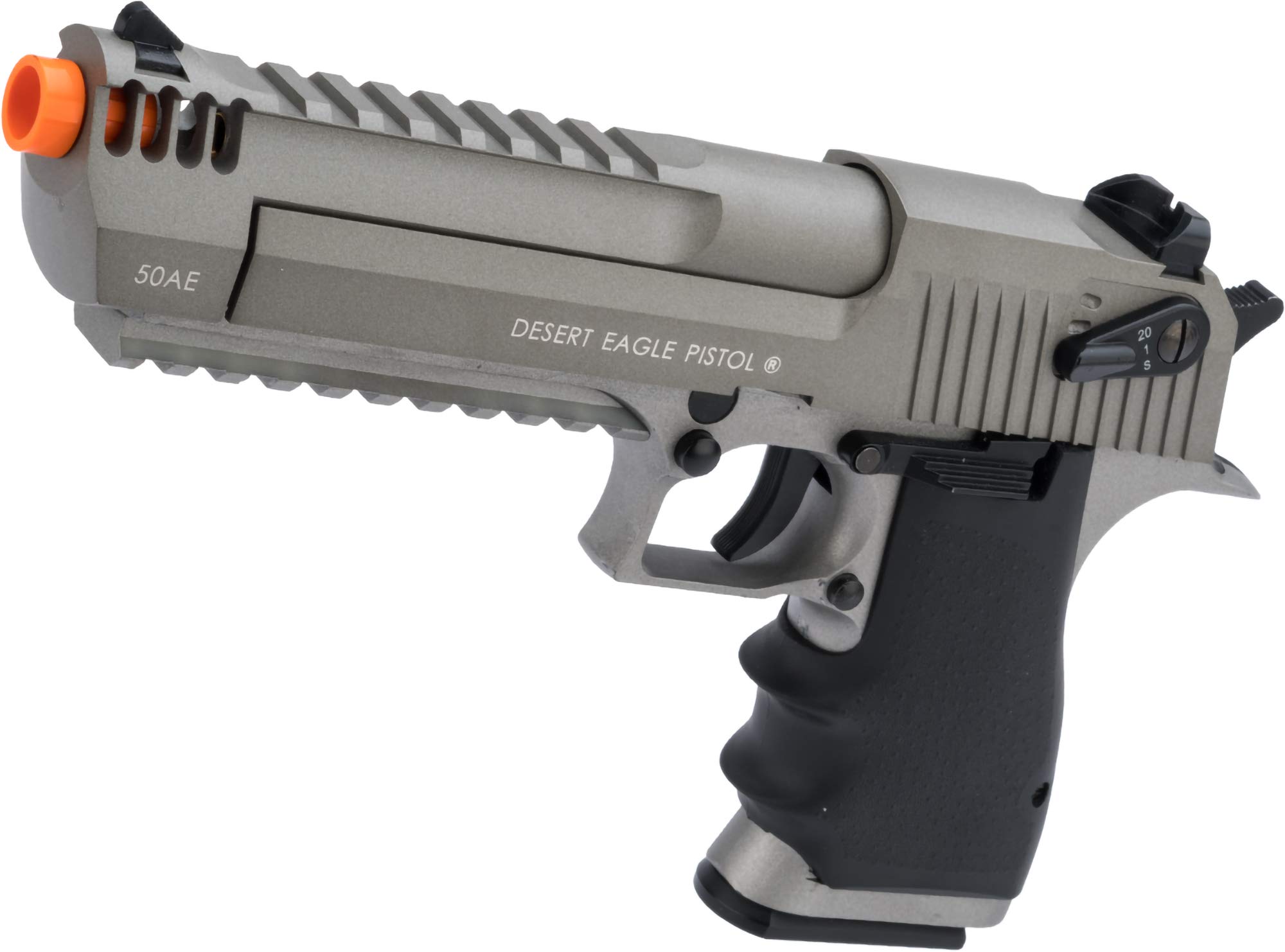 Evike Airsoft - Magnum Research Licensed Semi/Full Auto Metal Airsoft DE L6 CO2 Gas Blowback Airsoft Pistol by KWC (Color: Gray/Semi and Auto)