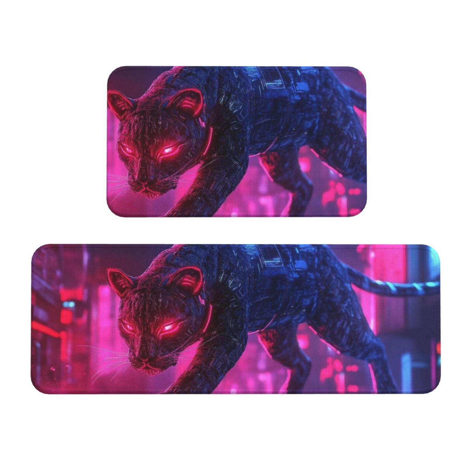 Alfombrillas de cocina antideslizantes y lavables con diseño de leopardo morado para tu suelo