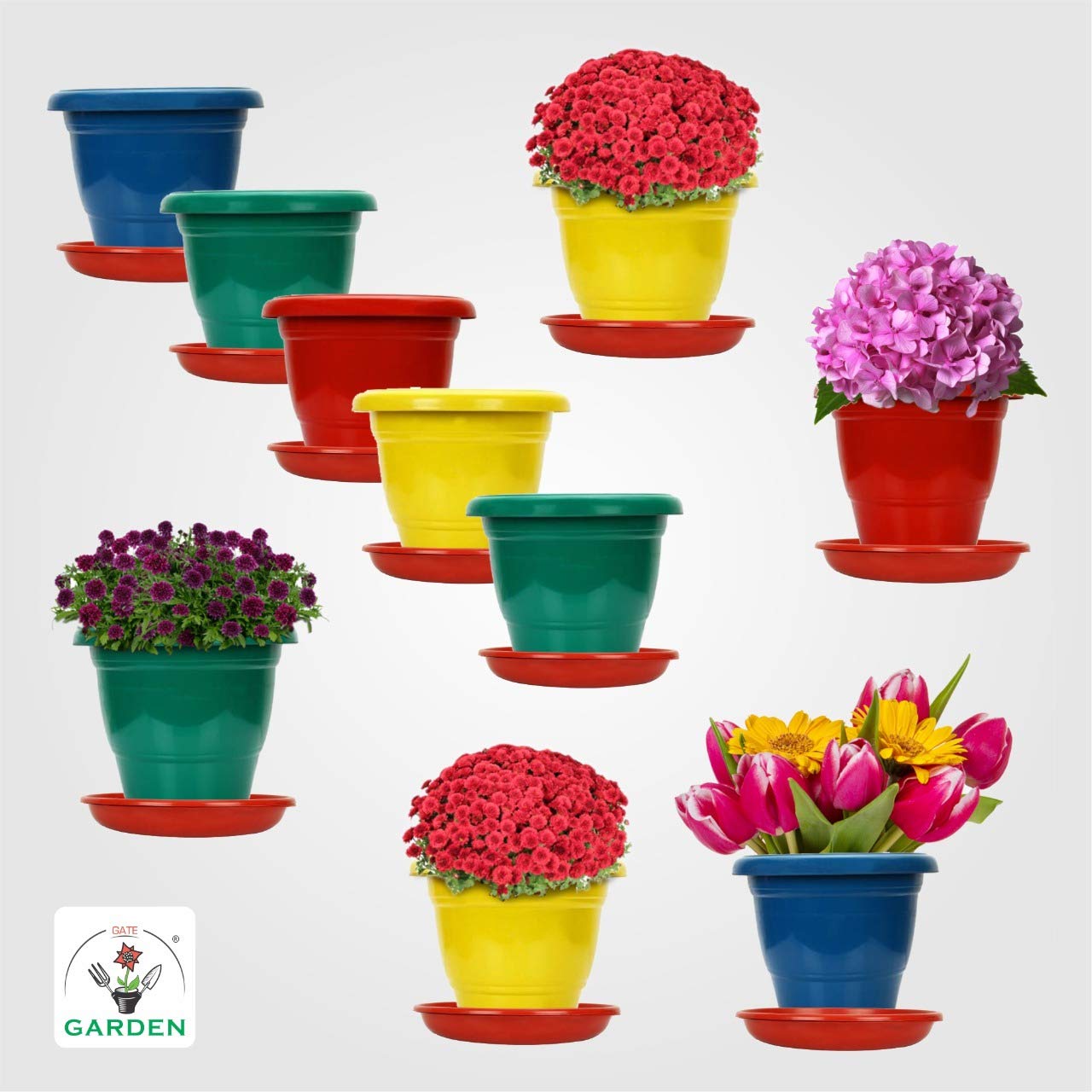 Kraft Seeds by 10 CLUB Gamla Planters With Bottom Plates (10 Pcs, 10 Inches, Multicolor) | Gamla Pots With Drainages Holes | Nursery Planting Pots (B086ZDLBXG) Amazon Price History, Amazon Price Tracker
