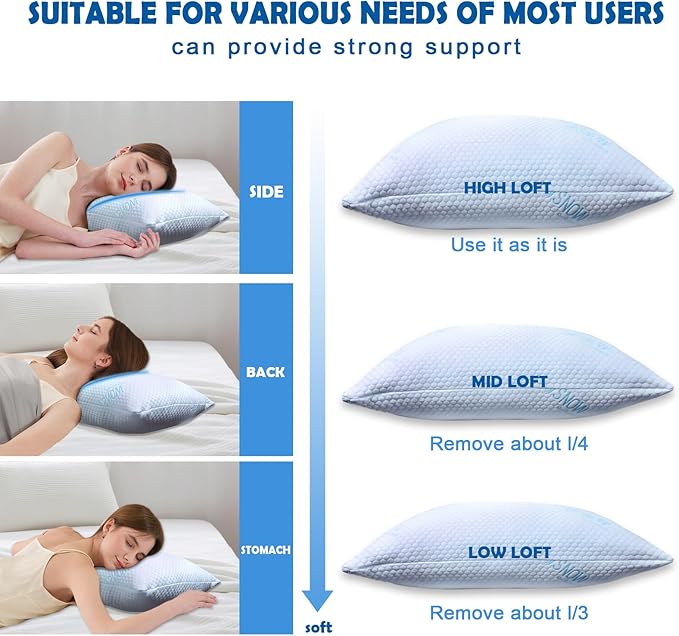 Almohada Memory Foam Queen Ajustable Refrescante miniatura 6