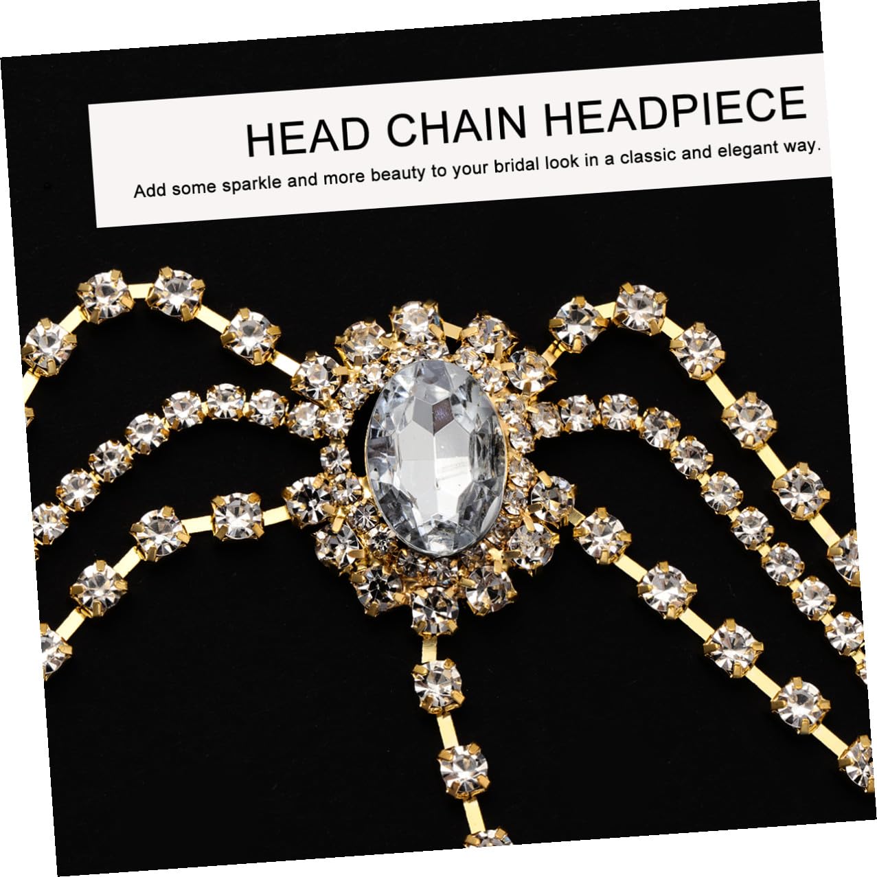 Vintage Gothic Bridal Head Chain with Rhinestone Crystal, Gold Sparkling Wedding Headpiece Jewelry for Women Brides, Elegant Hair Accessory for Wedding Ceremony