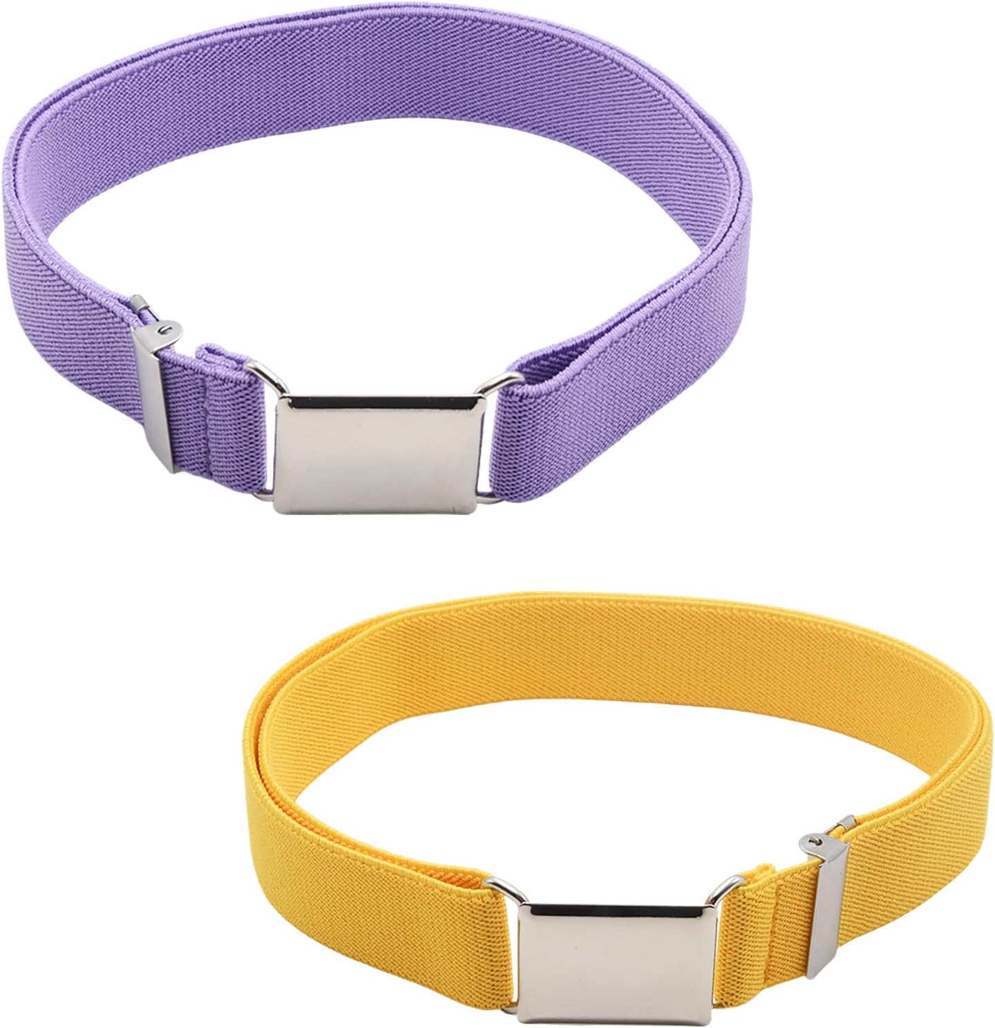 2 Pcs Elastic Belts for Waist, Adjustable Girls Teens Elastic Waist Belts with Square Buckle