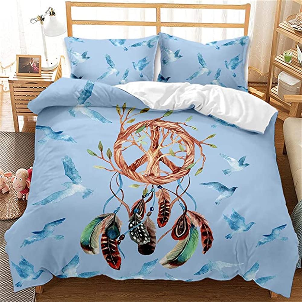 Parure de lit 135x200 cm noire Dream Catcher avec housse de couette plumes boho