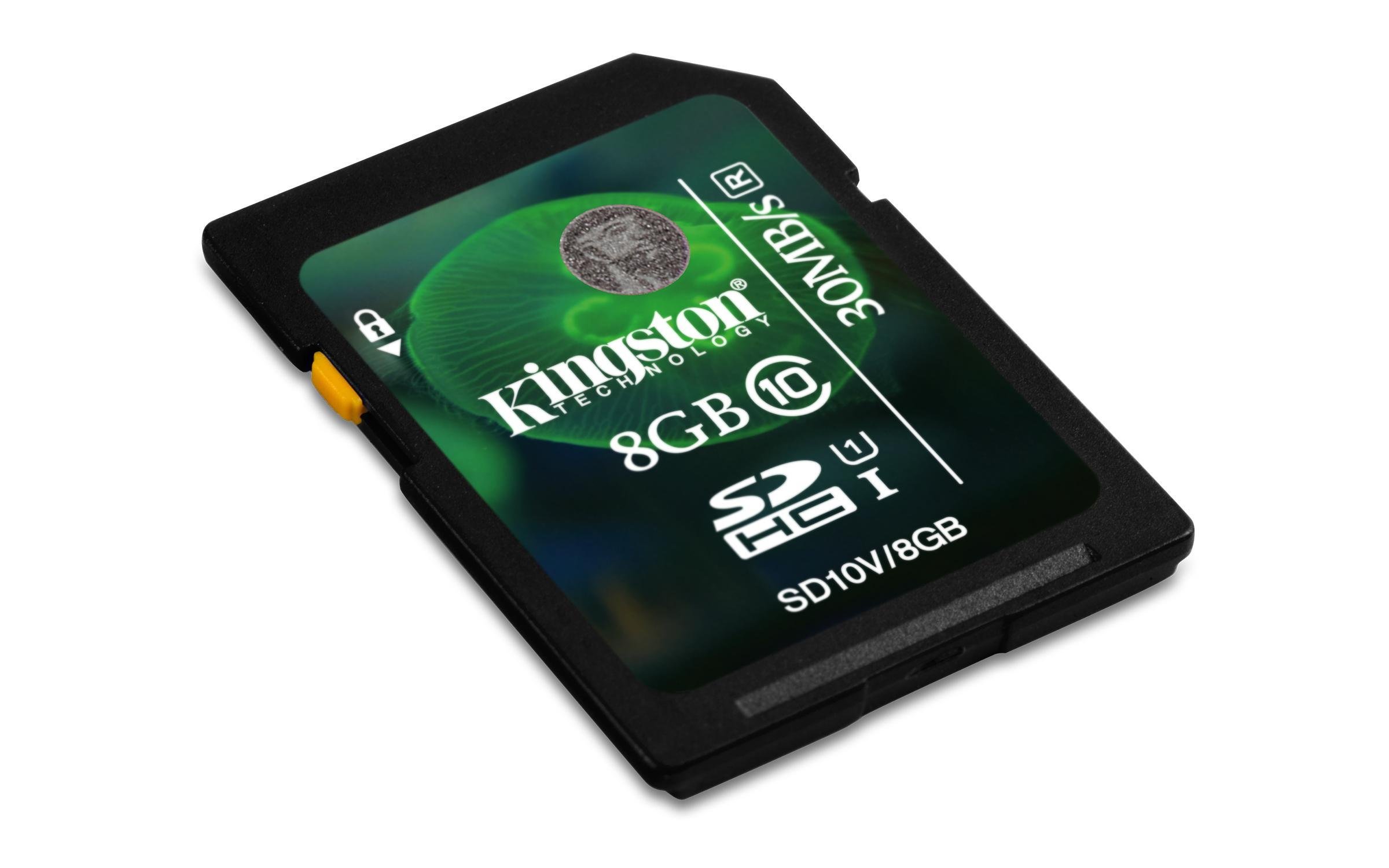 Kingston Digital 8 GB SDHC/SDXC Class 10 UHS-1 Flash Memory Card 30MB/s (SD10V/8GB)