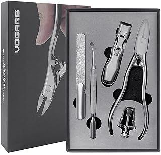 VOGARB Large Nail Clippers Set for Thick/Ingrown Nails 5pcs in 1 Toenail and Fingernail Long Handle Nipper Auto Lock Wide Opening Cutter Podiatrist Pedicure Tool for Adult Seniors(JCDKL5P)