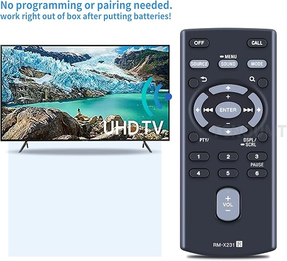 RM-X231 Replacement Remote Control for SONY CD Player Compatible with MEX-N4200BT MEX-N4100BT MEX-N5000BT MEX-N5100BE WX-GT90BTE MEX-N5200BT WX-900BT WX-900BTM MEX-M71BT MEX-GS610BE