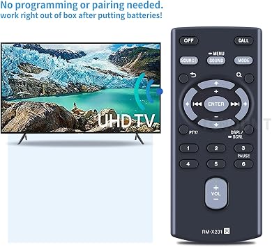 RM-X231 Replacement Remote Control for SONY CD Player Compatible with MEX-N4200BT MEX-N4100BT MEX-N5000BT MEX-N5100BE WX-GT90BTE MEX-N5200BT WX-900BT WX-900BTM MEX-M71BT MEX-GS610BE
