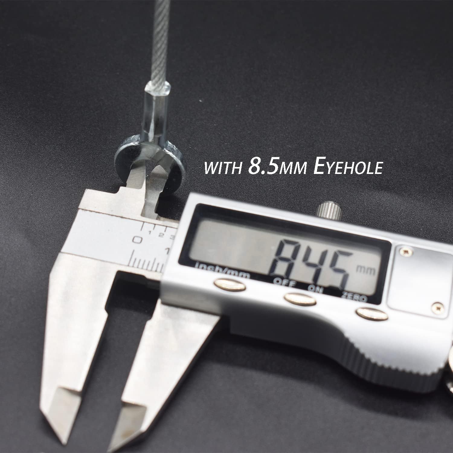 Bytiyar 10 pcs 20 inch (50cm) Galvanized Steel Wire Cable Safety Tether Rope Lanyard Strap with Vinyl Cover Coated and 2 Eyelets Black - - 