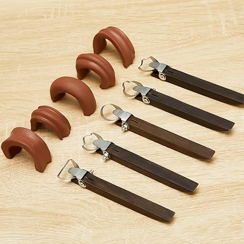 Miniatura 3 de Therwen 5 piezas de espátula de escultura, herramienta extrusora de arcilla para tallar cerámica taza de cerámica mango forma herramienta taza taza