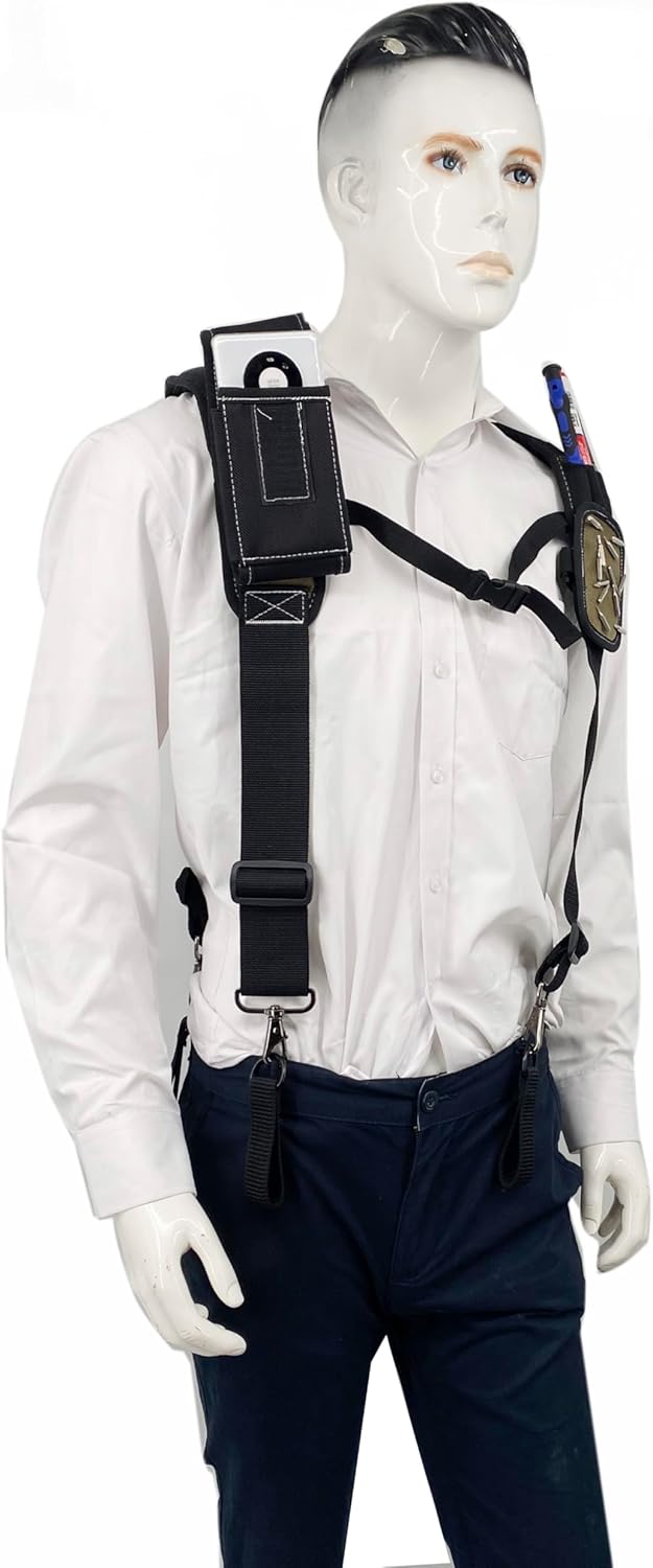 Tool Belt Suspenders for Work Belt Heavy Duty Padded with Magnetic WristBand Attachment Loops for Men (Khaki)