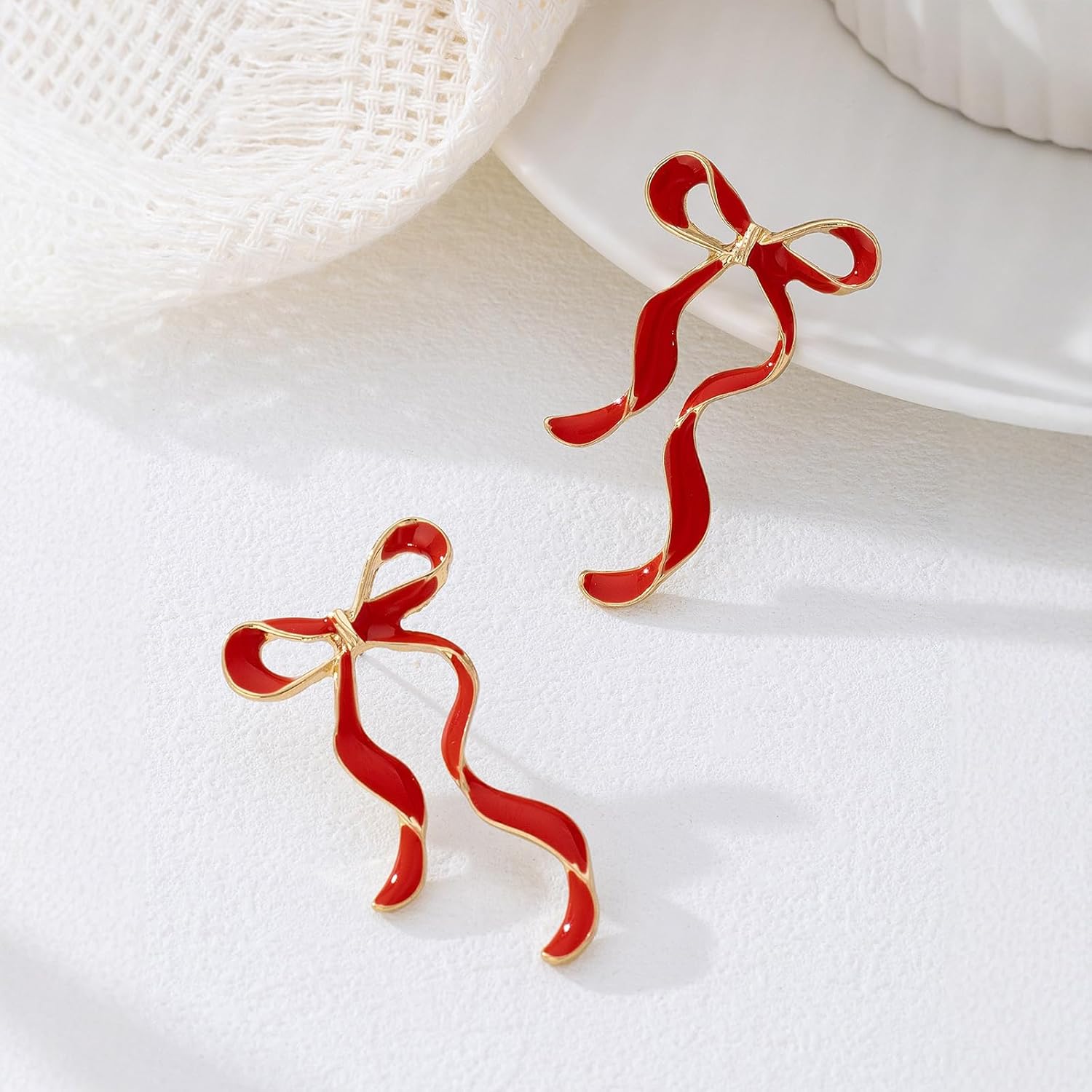 Valentines Earrings Bow Earrings for Women Pink Bow Ribbon Holiday Earring Valentines Jewelry Accessories for Women - Image 6