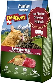 DeliBest Adult Sensitive Complete Cat Rind I Halbfeuchtes Katzenfutter für Katzen Adult I aus 100% Schweizer Rindfleisch I getreidefrei & ohne andere Zusätze I Katzenfutter kaltgepresst I 600 g product image