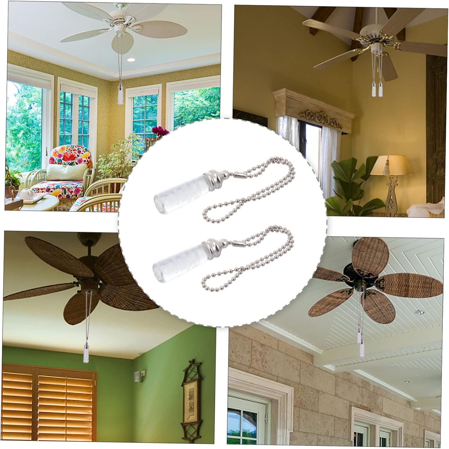 Beautiful Hanging Pendant Chain Silver Fan Pulls Decorative Easy to Change Ceiling Fan Ornament