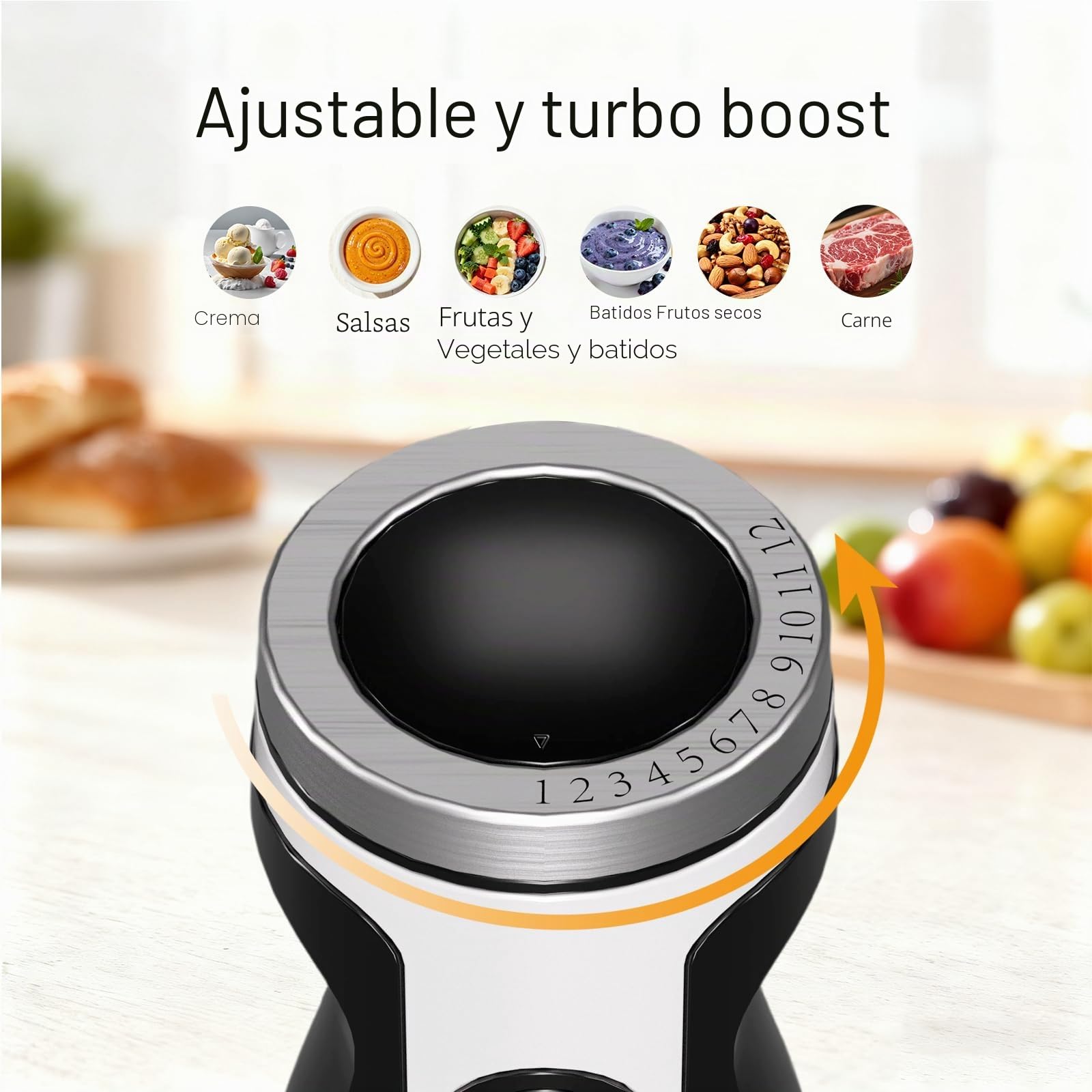 Mezcladora portátil sumergida de cinco en uno mejorada por megawise pro titanium, potente motor de cobre con un 80% de cuchillas afiladas, mezcladora de cuerda de 12 velocidades (negra)