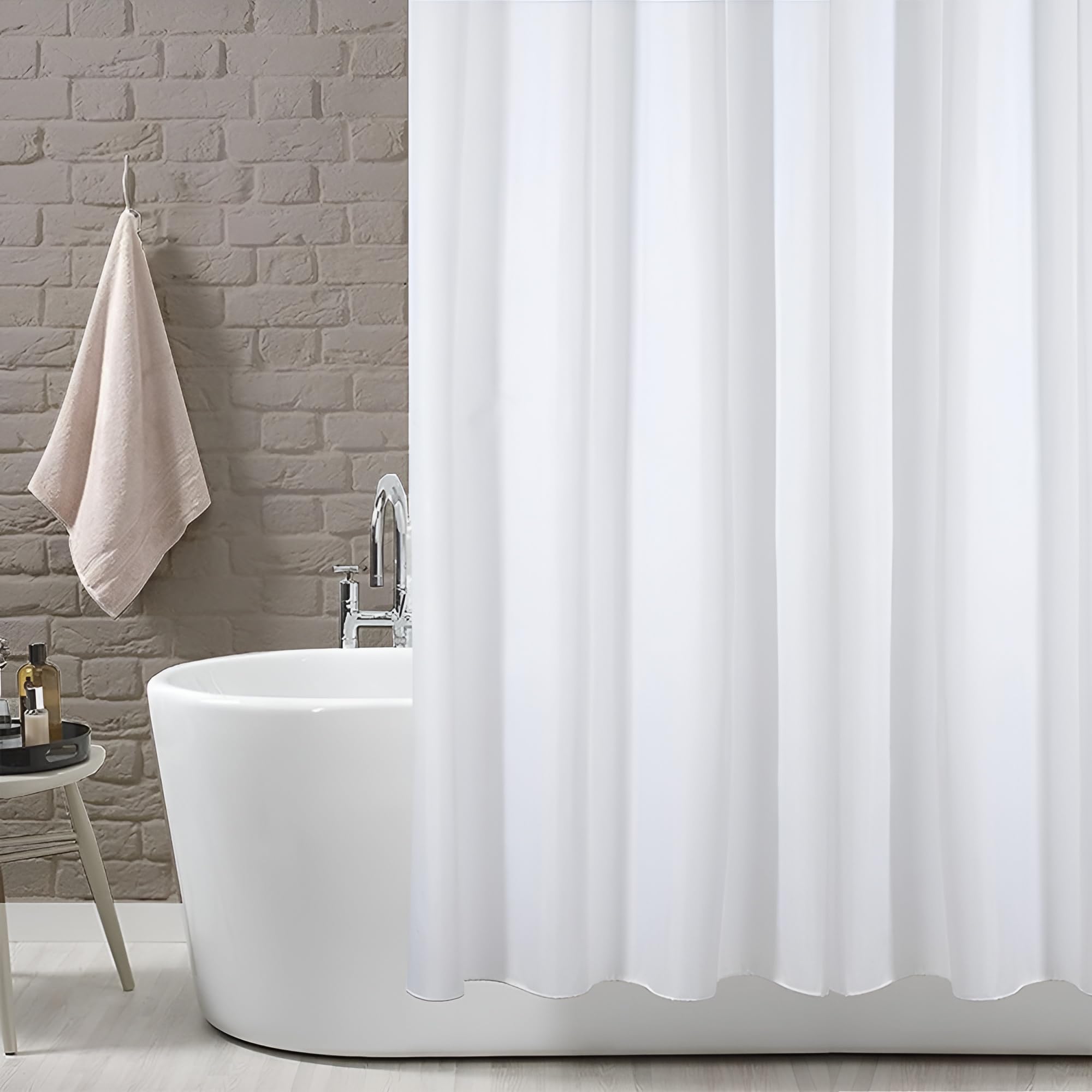 Kav Polyester Fabric Shower Mould And Mildew Resistant Curtain- 240X180Cm With Metal Button Hole Bathroom Accessories from B&Q