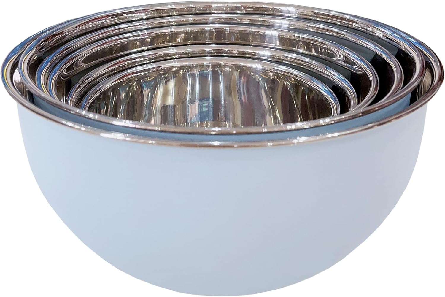 KAITAK Deep Professional Stainless Steel Mixing Bowls Set Nesting Salad Bowls For Serving Mixing Cooking Baking - Light Blue, Set of 6