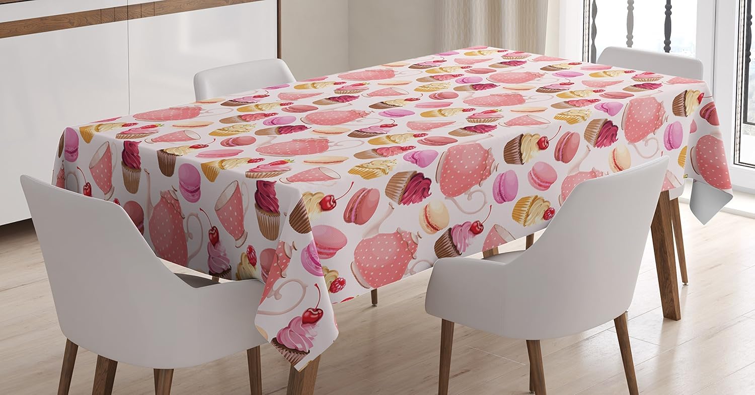 Mantel Mesa Rectangular Pastel, Manteles Antimanchas Postre, 3D Impresión Mantel Impermeable Lavable para Cocina Salón Comedor, 140x300 cm Q/P4050