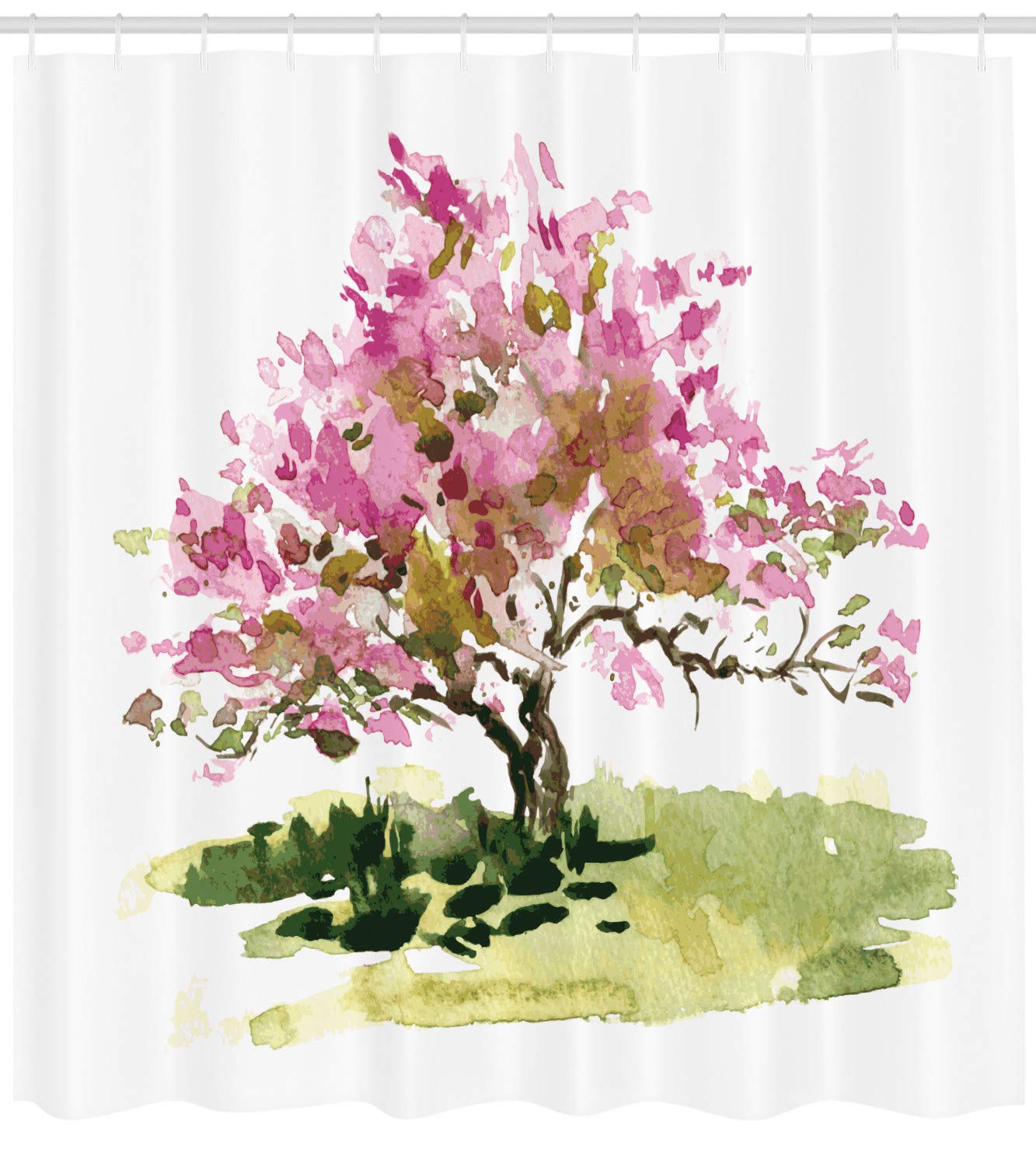 ABAKUHAUS Tenda A Pannello Sakura 150x225 Cm - 2 Pezzi In Microfibra Con Rami Di Ciliegio, Colore Terra Di Siena Bruciata